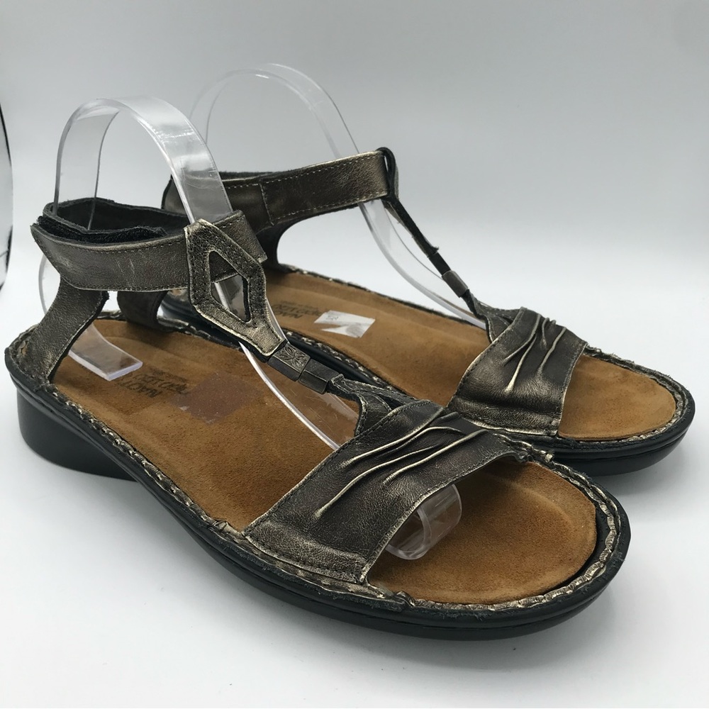 NAOT Cymbal Metallic Gladiator Ankle Strap Flat‎ Leather Sandals Sz 42 US 11 EUC